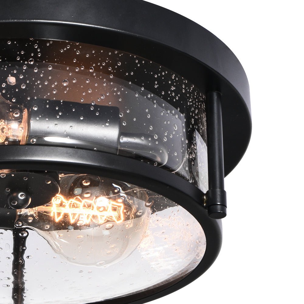 2 - Light Modern Farmhouse Seeded Glass Flush Mount - LightfixturesUAE