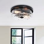 2 - Light Modern Seeded Glass Flush Mount - LightfixturesUAE