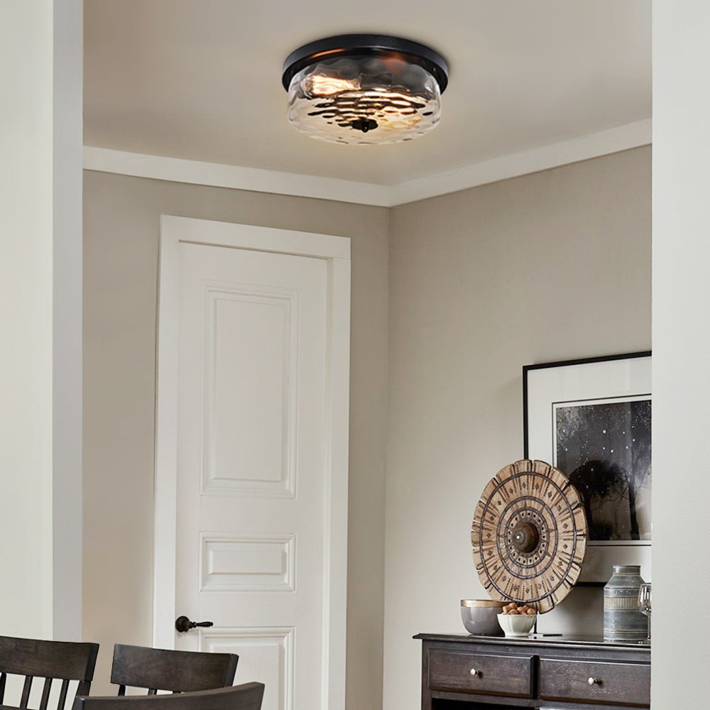 2 - Light Modern Seeded Glass Flush Mount - LightfixturesUAE