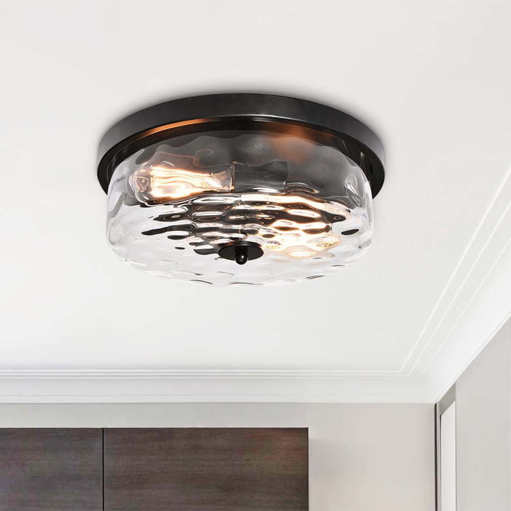2 - Light Modern Seeded Glass Flush Mount - LightfixturesUAE