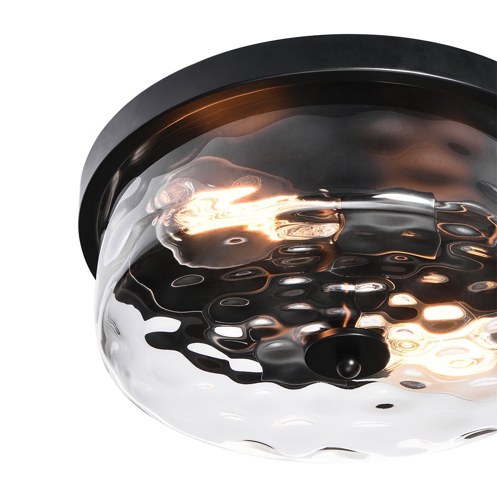 2 - Light Modern Seeded Glass Flush Mount - LightfixturesUAE