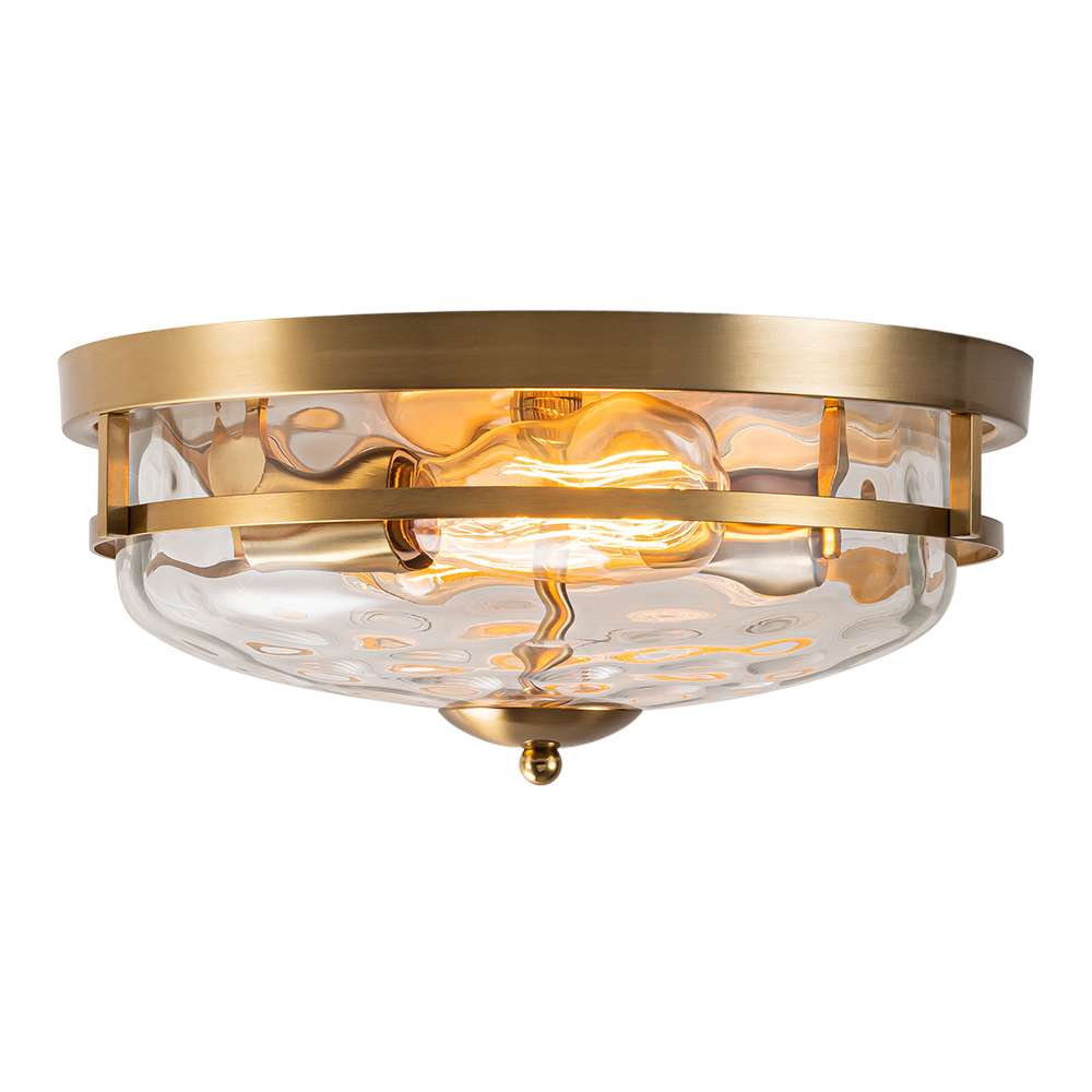 2 - Light Modern Stone Ripple Glass Flush Mount Ceiling Light - LightfixturesUAE