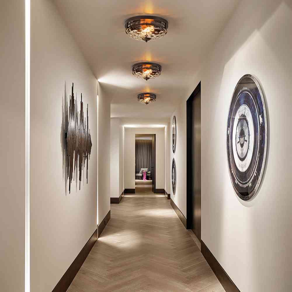2 - Light Modern Stone Ripple Glass Flush Mount Ceiling Light - LightfixturesUAE