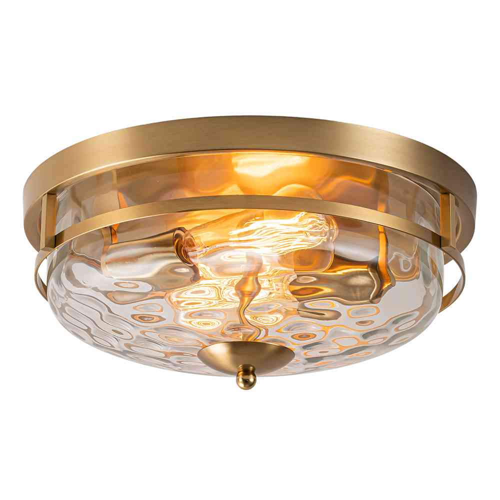2 - Light Modern Stone Ripple Glass Flush Mount Ceiling Light - LightfixturesUAE