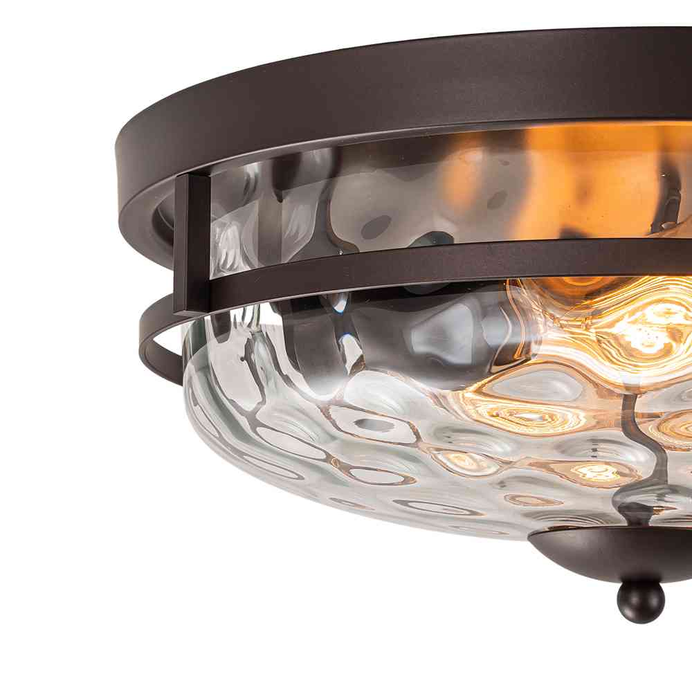 2 - Light Modern Stone Ripple Glass Flush Mount Ceiling Light - LightfixturesUAE