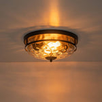 2 - Light Modern Stone Ripple Glass Flush Mount Ceiling Light - LightfixturesUAE