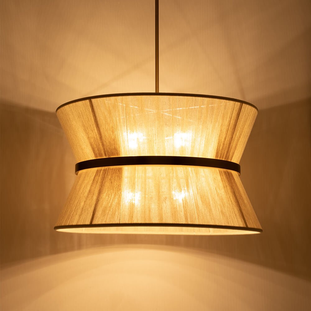 2/8 - Light Modern Natural Rope Drum Pendant - LightfixturesUAE