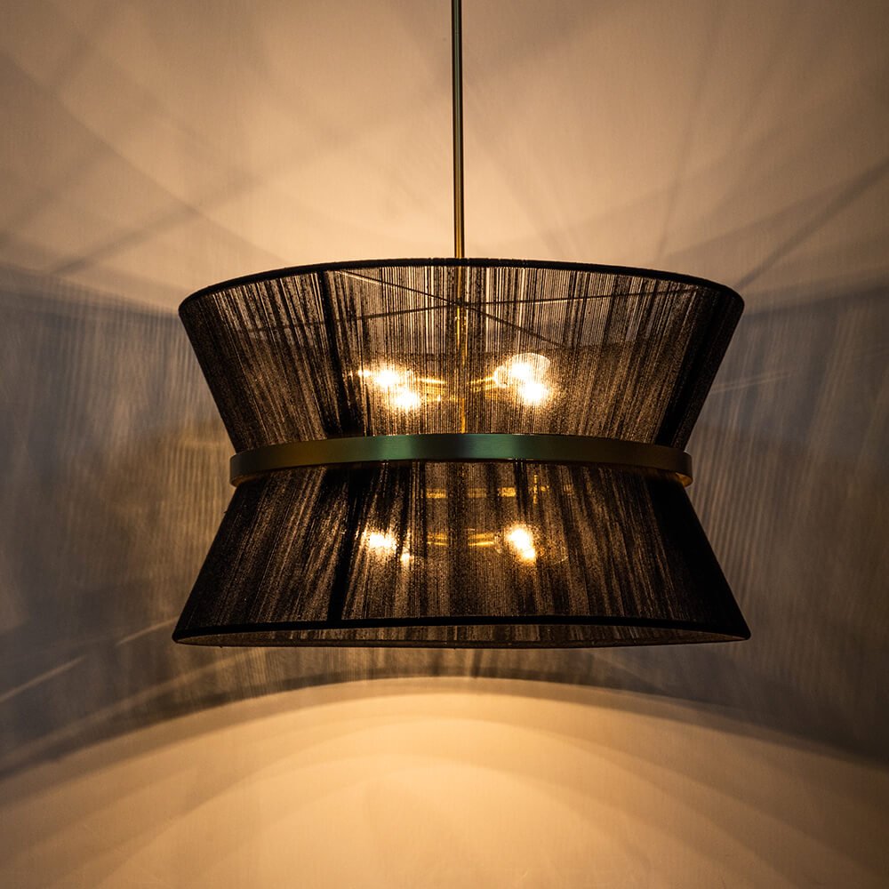 2/8 - Light Modern Natural Rope Drum Pendant - LightfixturesUAE