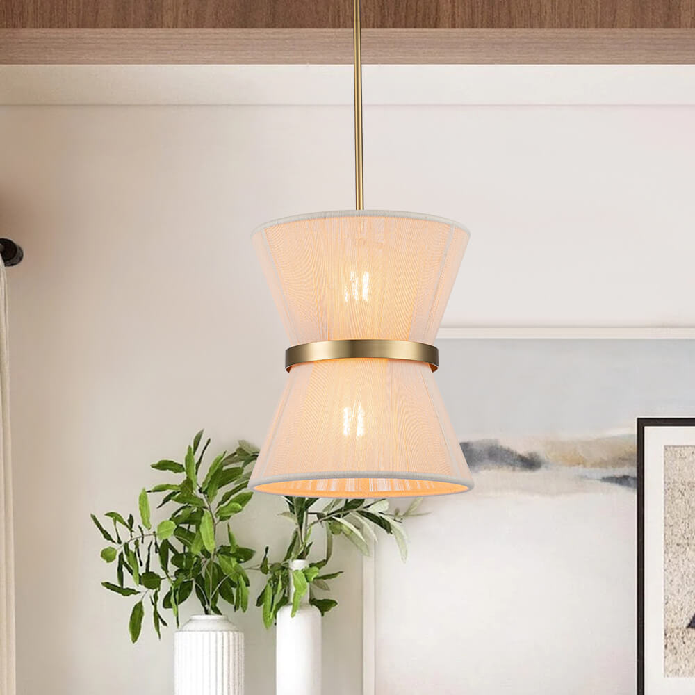 2/8 - Light Modern Natural Rope Drum Pendant - LightfixturesUAE