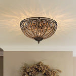 3 - Light Crystal Glass Flush Mount Chandelier - LightfixturesUAE