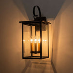 3 - Light Lantern Clear Glass Outdoor Wall Sconce - LightfixturesUAE