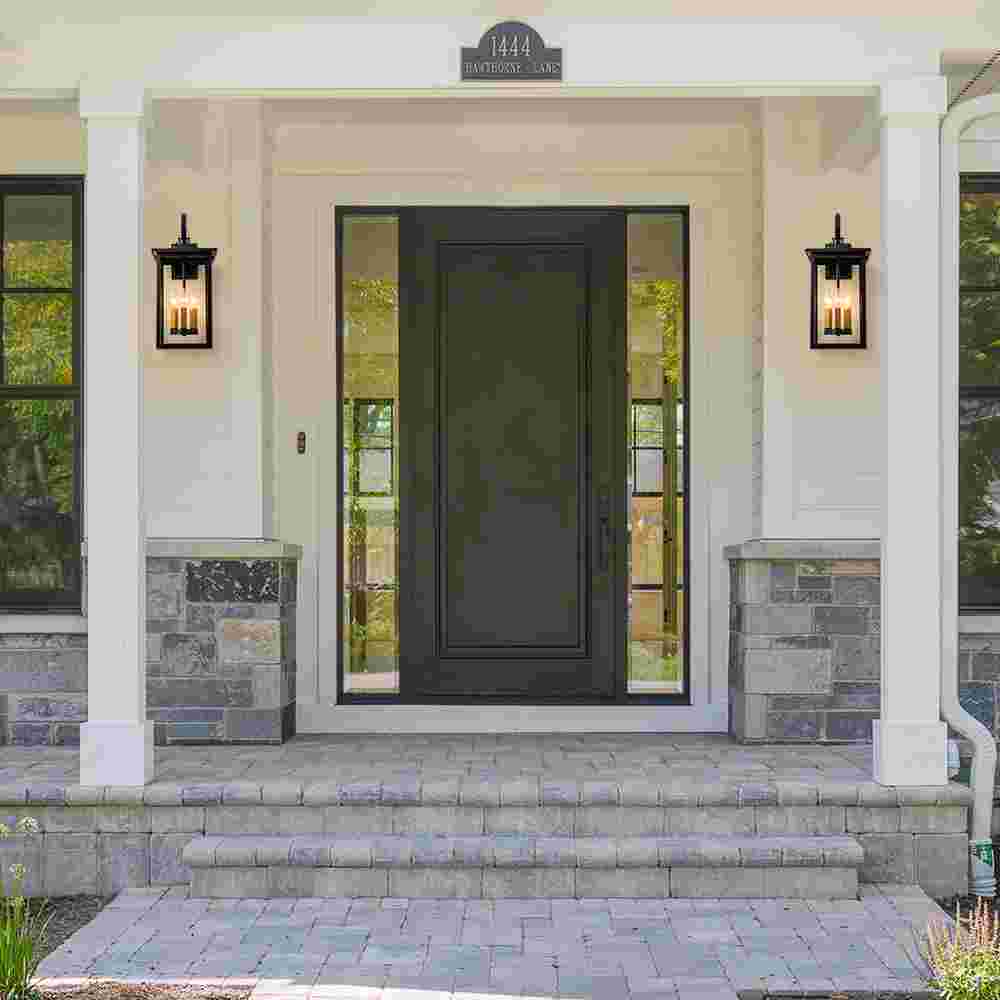 3 - Light Lantern Clear Glass Outdoor Wall Sconce - LightfixturesUAE