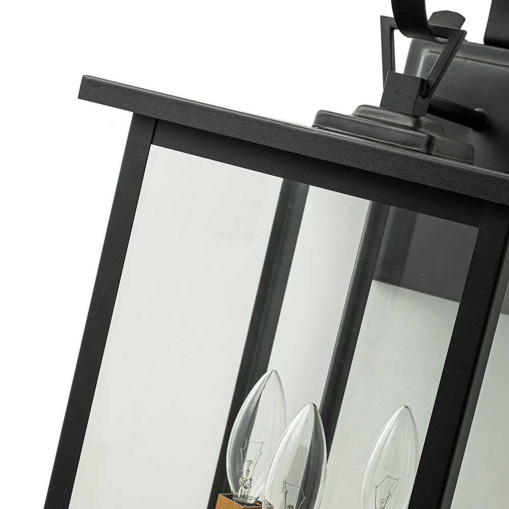 3 - Light Lantern Clear Glass Outdoor Wall Sconce - LightfixturesUAE
