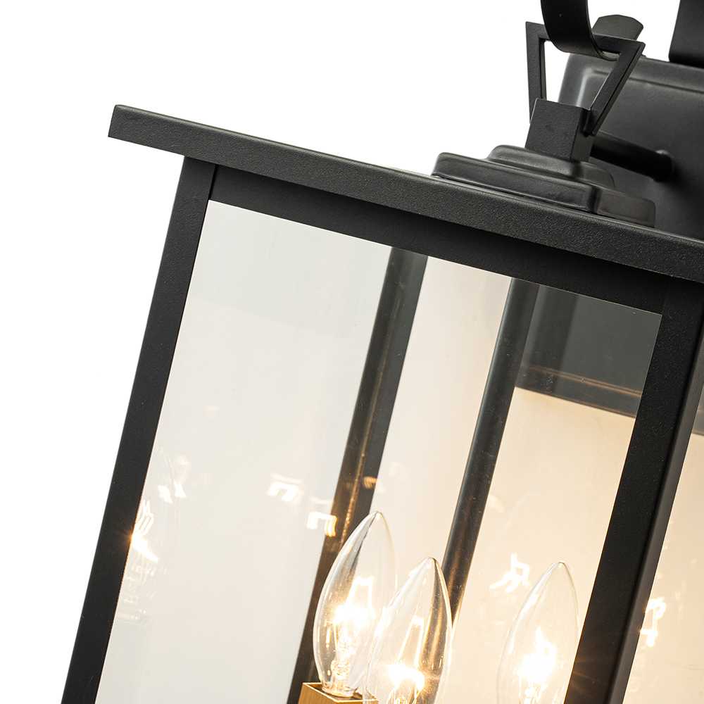 3 - Light Lantern Clear Glass Outdoor Wall Sconce - LightfixturesUAE