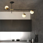 3 - Light Linear Glass Globe Ceiling Pendant Light - LightfixturesUAE