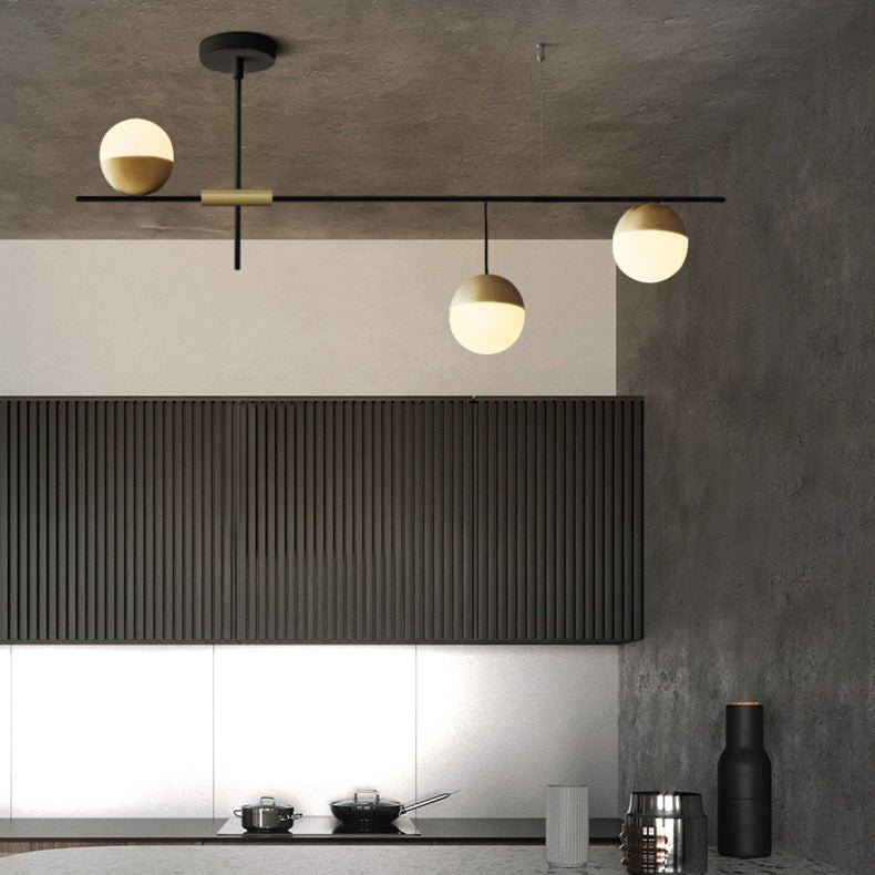 3 - Light Linear Glass Globe Ceiling Pendant Light - LightfixturesUAE
