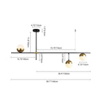 3 - Light Linear Glass Globe Ceiling Pendant Light - LightfixturesUAE