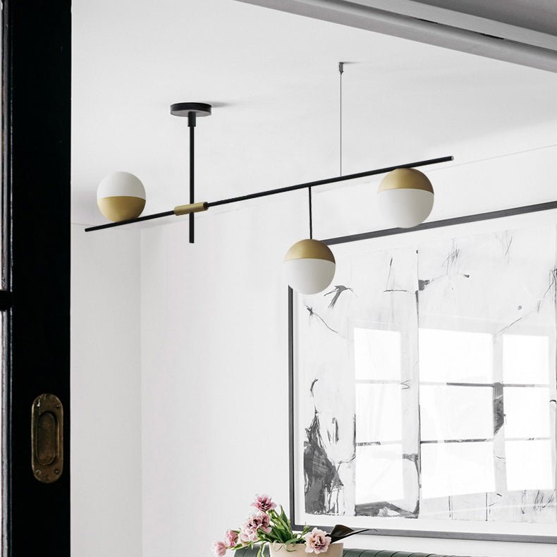 3 - Light Linear Glass Globe Ceiling Pendant Light - LightfixturesUAE