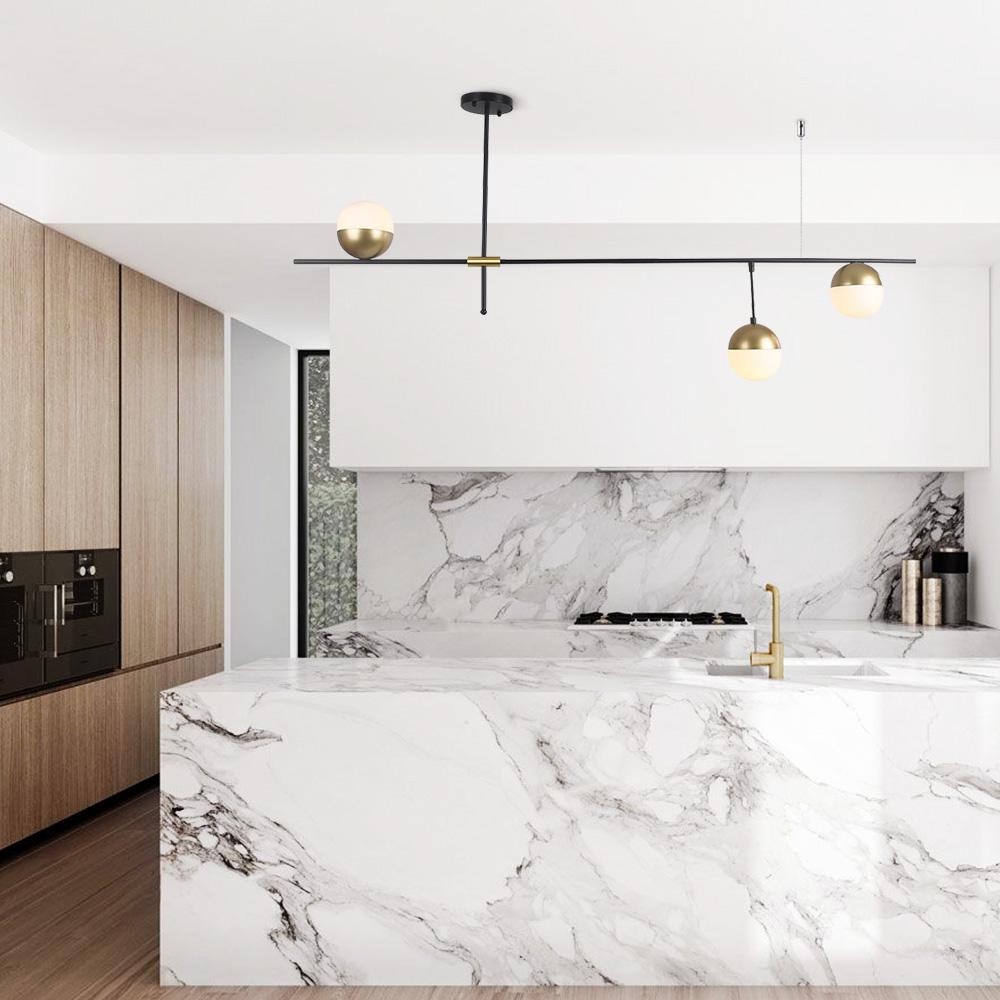 3 - Light Linear Glass Globe Ceiling Pendant Light - LightfixturesUAE