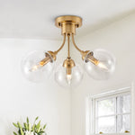 3 - Light Mid - Century Glass Sputnik Semi Flush Mount - LightfixturesUAE