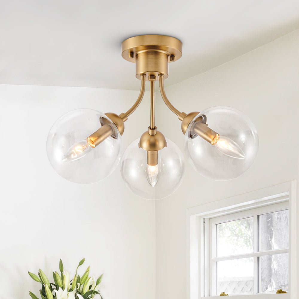 3 - Light Mid - Century Glass Sputnik Semi Flush Mount - LightfixturesUAE