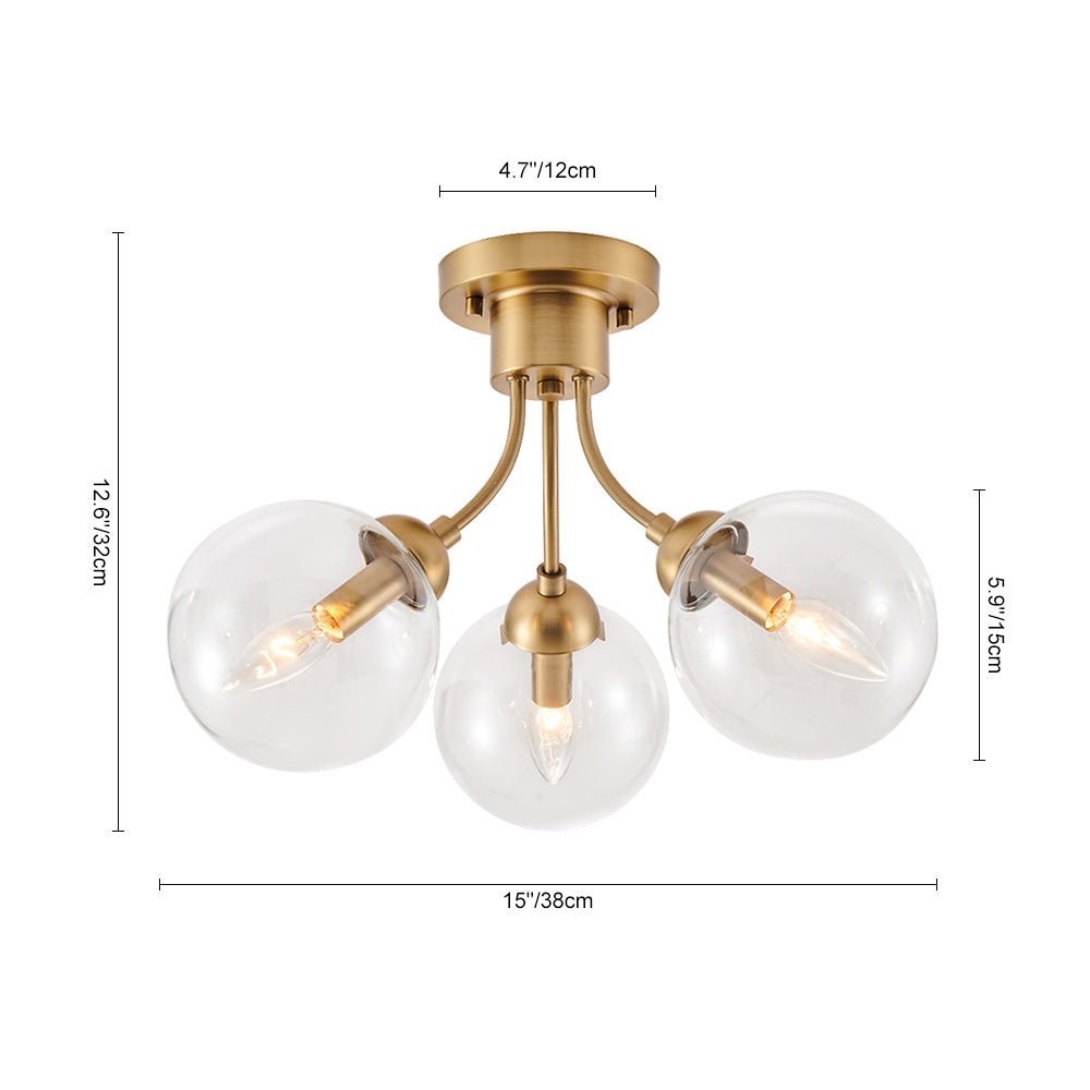 3 - Light Mid - Century Glass Sputnik Semi Flush Mount - LightfixturesUAE