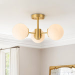 3 - Light Mid - Century Modern Frosted Glass Semi Flush Mount - LightfixturesUAE