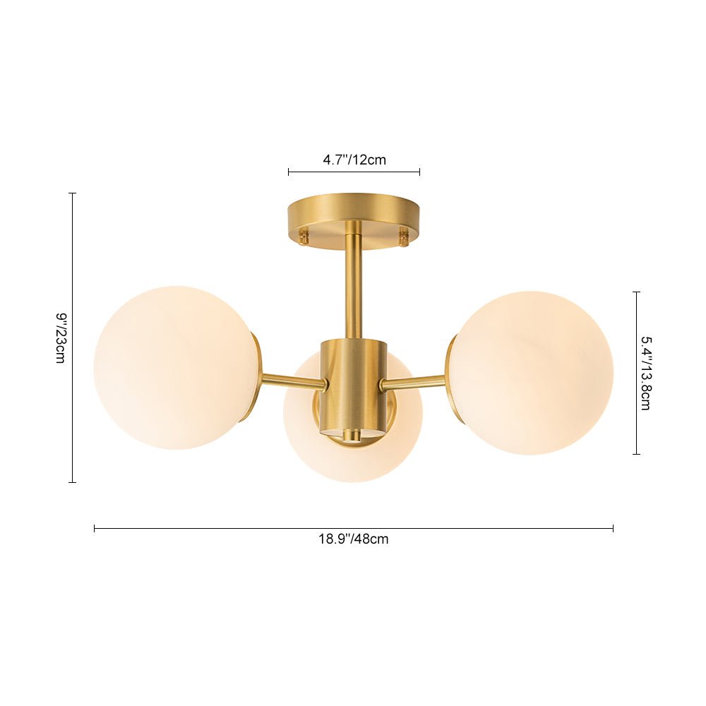 3 - Light Mid - Century Modern Frosted Glass Semi Flush Mount - LightfixturesUAE