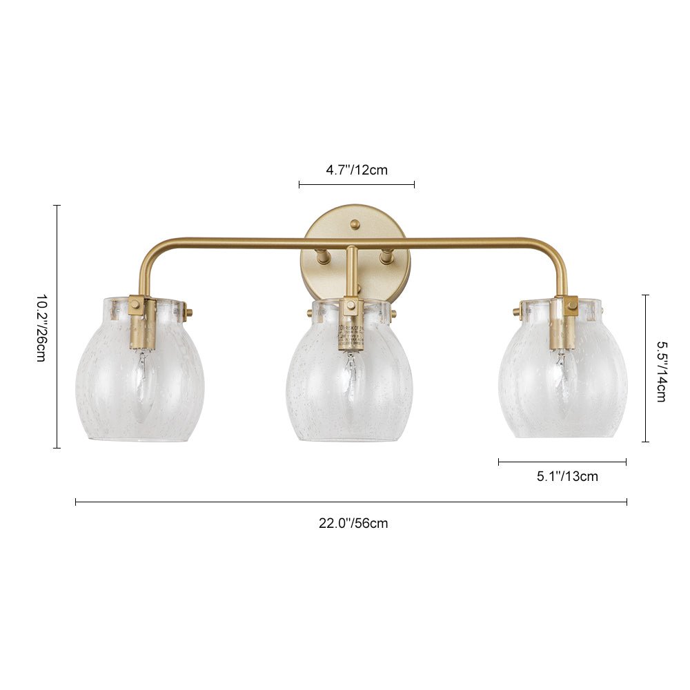 3 - Light Modern Brass Seeded Glass Wall Sconces - LightfixturesUAE