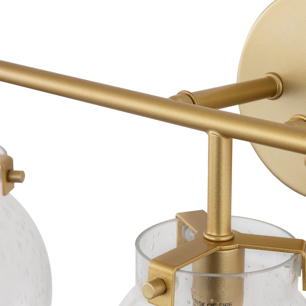 3 - Light Modern Brass Seeded Glass Wall Sconces - LightfixturesUAE