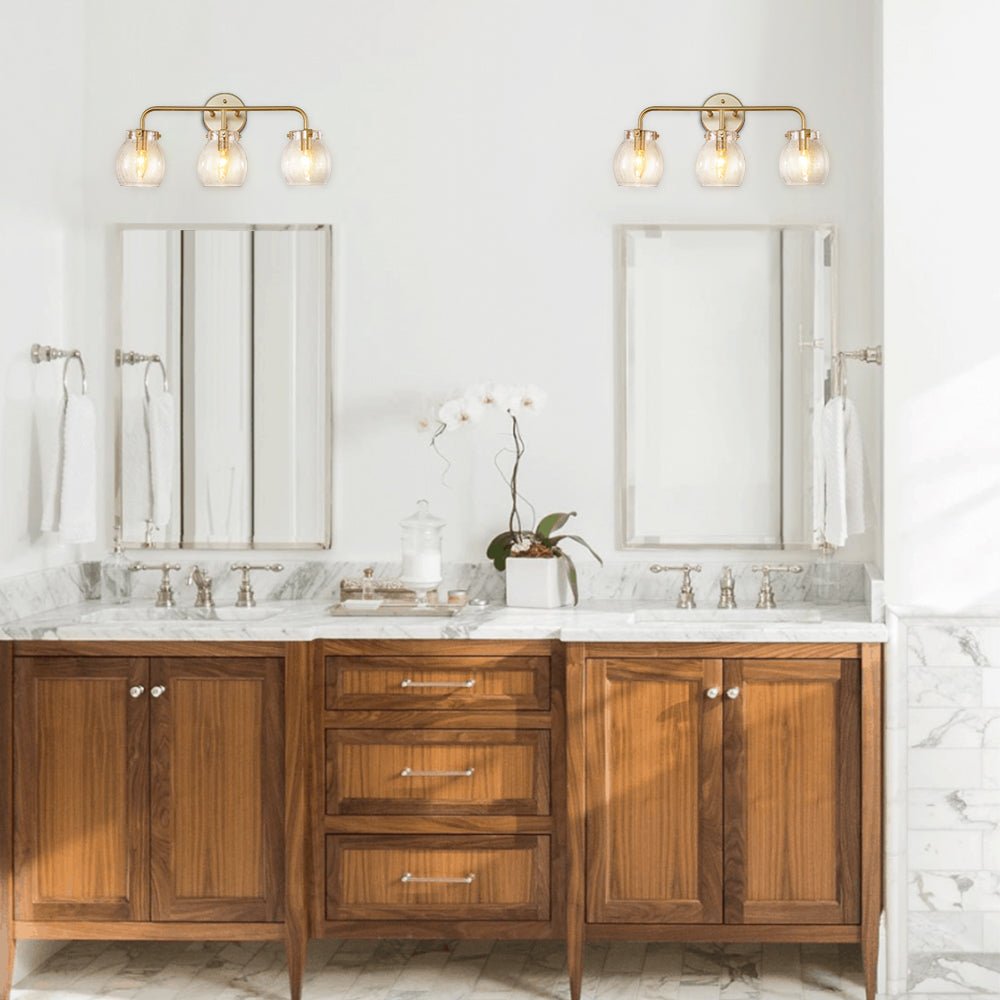 3 - Light Modern Brass Seeded Glass Wall Sconces - LightfixturesUAE