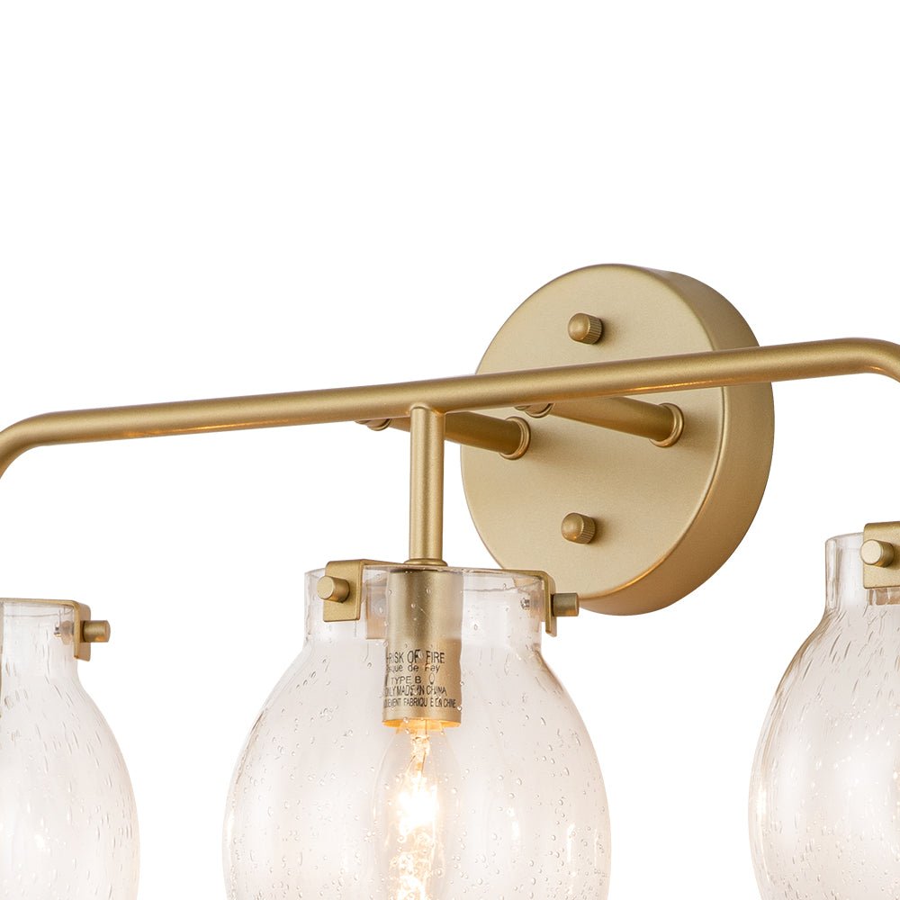 3 - Light Modern Brass Seeded Glass Wall Sconces - LightfixturesUAE
