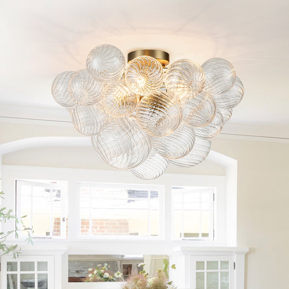 3 - Light Modern Cluster Glass Bubble Sputnik Chandelier - LightfixturesUAE