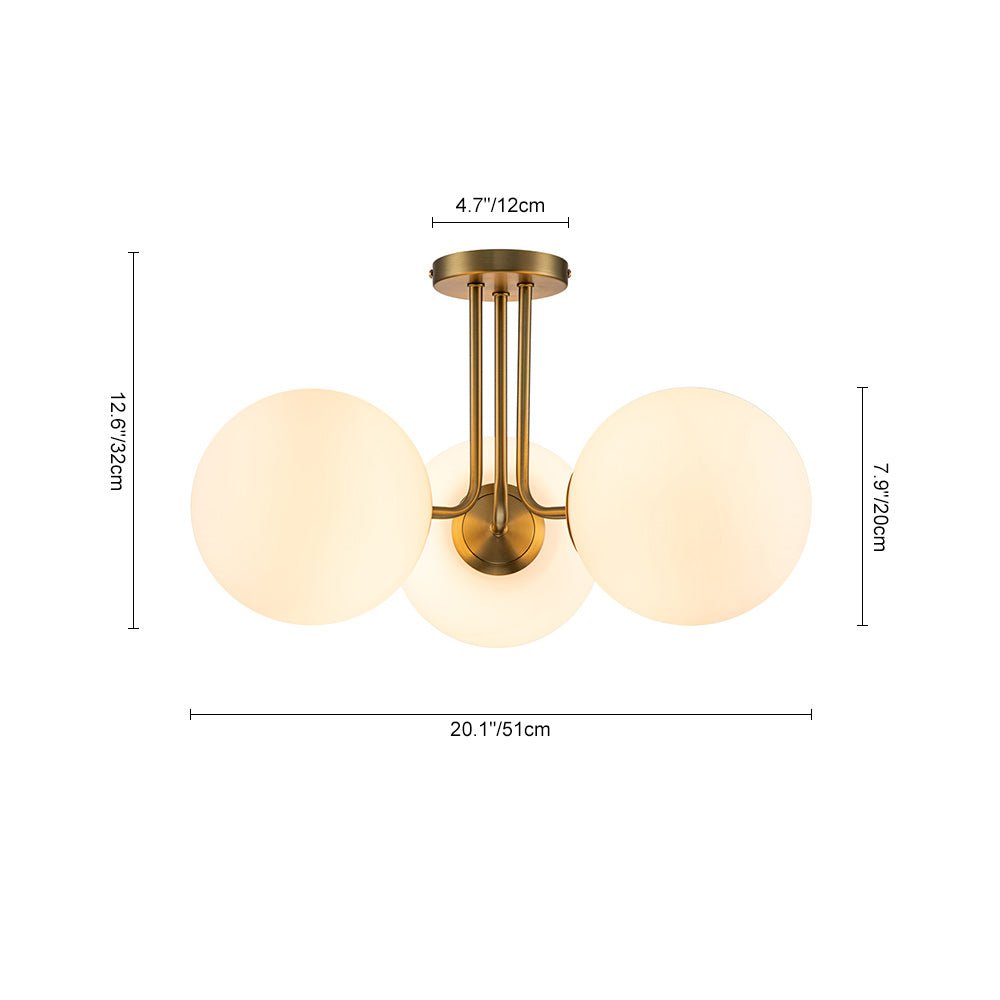 3 - Light Modern Mid - Century Gold Sputnik Semi Flush Mount - LightfixturesUAE