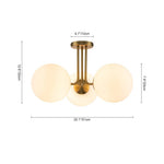 3 - Light Modern Mid - Century Gold Sputnik Semi Flush Mount - LightfixturesUAE
