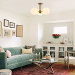 3 - Light Modern Mid - Century Gold Sputnik Semi Flush Mount - LightfixturesUAE