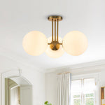 3 - Light Modern Mid - Century Gold Sputnik Semi Flush Mount - LightfixturesUAE