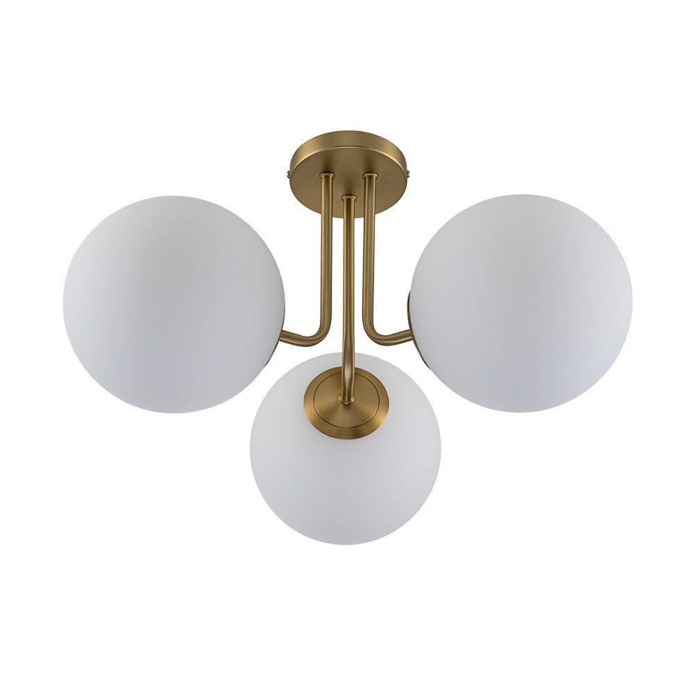 3 - Light Modern Mid - Century Gold Sputnik Semi Flush Mount - LightfixturesUAE