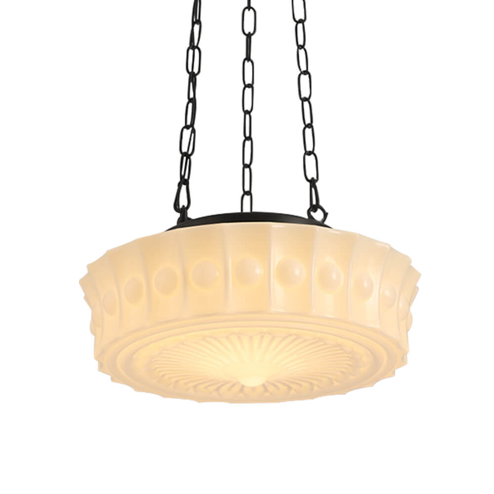 3 - Light Modern Round Milky White Glass Pendant - LightfixturesUAE