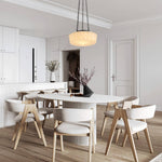 3 - Light Modern Round Milky White Glass Pendant - LightfixturesUAE