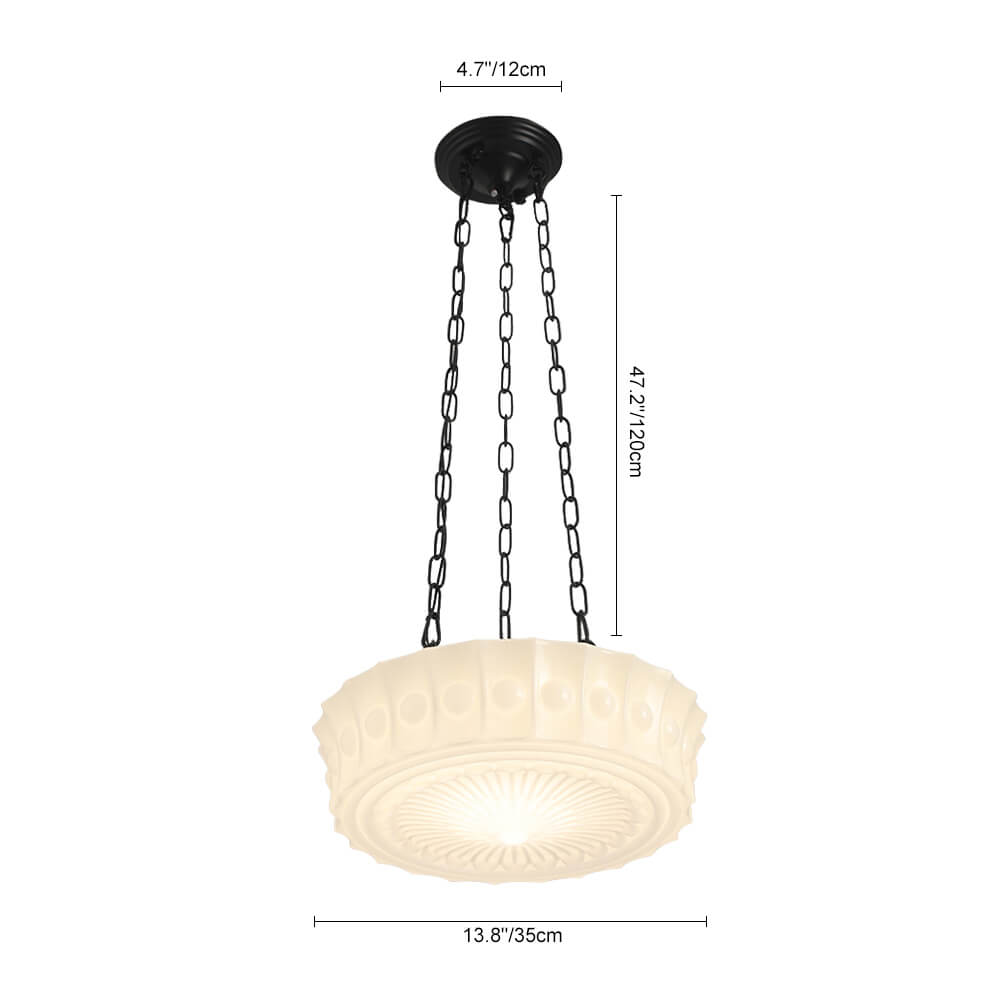3 - Light Modern Round Milky White Glass Pendant - LightfixturesUAE