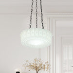 3 - Light Modern Round Milky White Glass Pendant - LightfixturesUAE