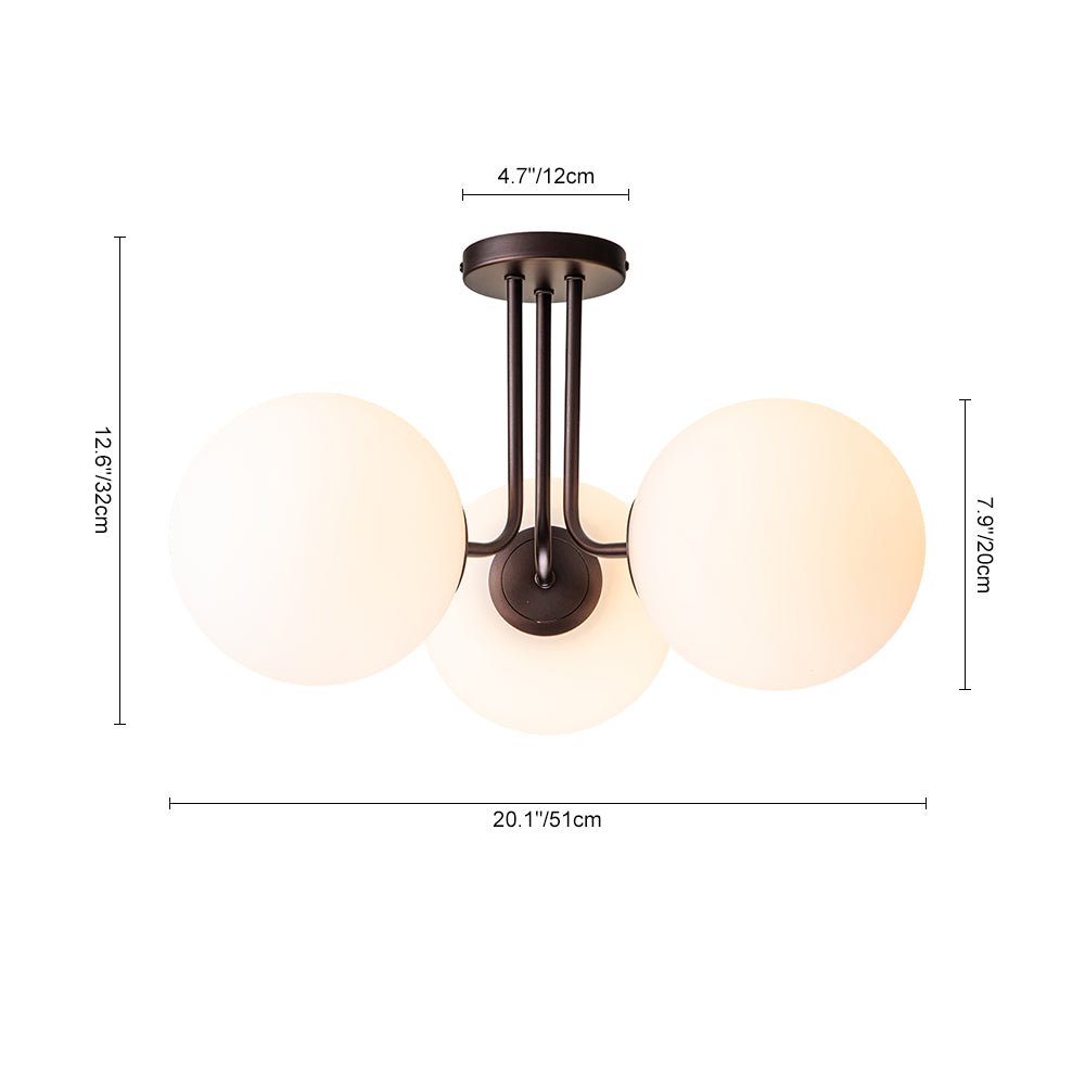 3 - Light Oil - rubbed Sputnik Semi Flush Mount - LightfixturesUAE