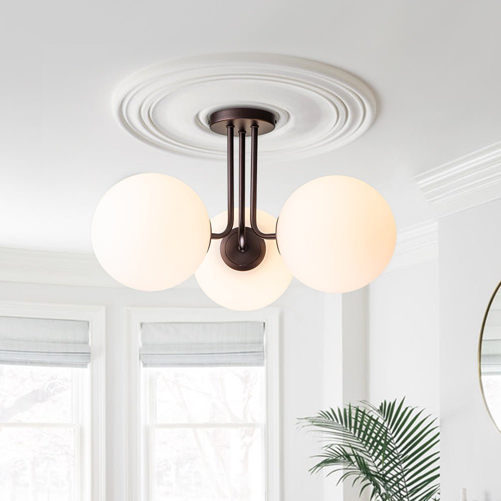 3 - Light Oil - rubbed Sputnik Semi Flush Mount - LightfixturesUAE