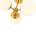 3 - Light Opal Glass Brass Semi Flush Mount Light - LightfixturesUAE