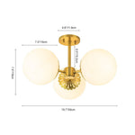 3 - Light Opal Glass Brass Semi Flush Mount Light - LightfixturesUAE