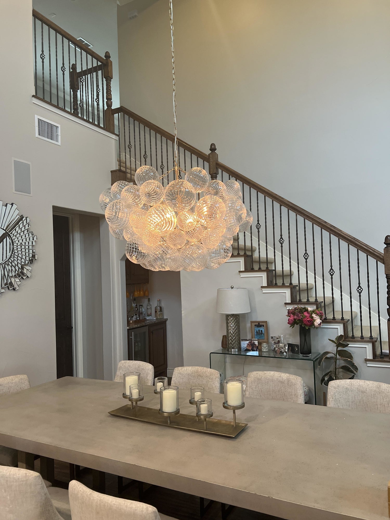 3/8 - Light Modern Cluster Glass Bubble Chandelier - LightfixturesUAE