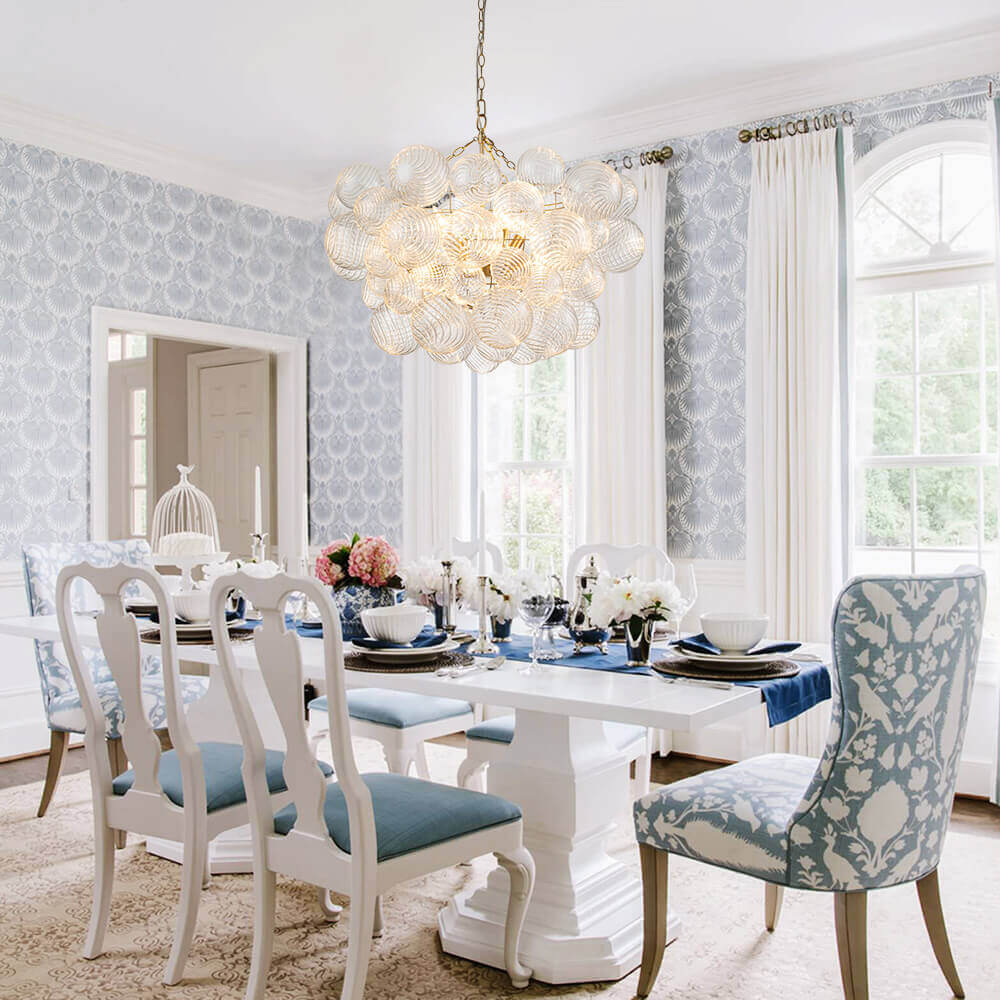 3/8 - Light Modern Cluster Glass Bubble Chandelier - LightfixturesUAE