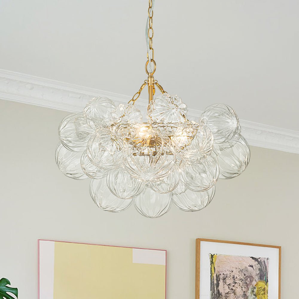 3/8 - Light Modern Cluster Texture Glass Bubble Chandelier - LightfixturesUAE