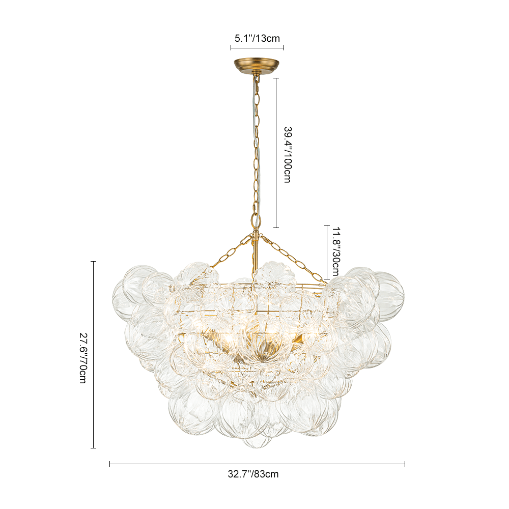 3/8 - Light Modern Cluster Texture Glass Bubble Chandelier - LightfixturesUAE